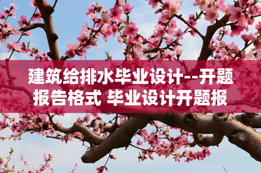 建筑给排水毕业设计--开题报告格式 毕业设计开题报告怎么写