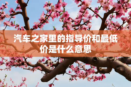 汽车之家里的指导价和最低价是什么意思