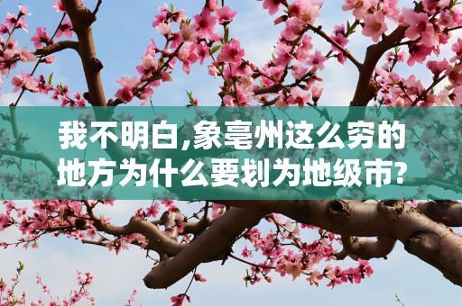 我不明白,象亳州这么穷的地方为什么要划为地级市?亳州属于阜阳不是很好吗?