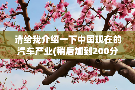 请给我介绍一下中国现在的汽车产业(稍后加到200分)